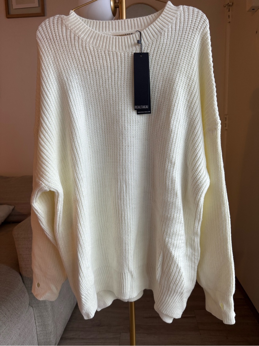 REALTAKAI NWT White Oversized Knit Sweater XL Limited Edition